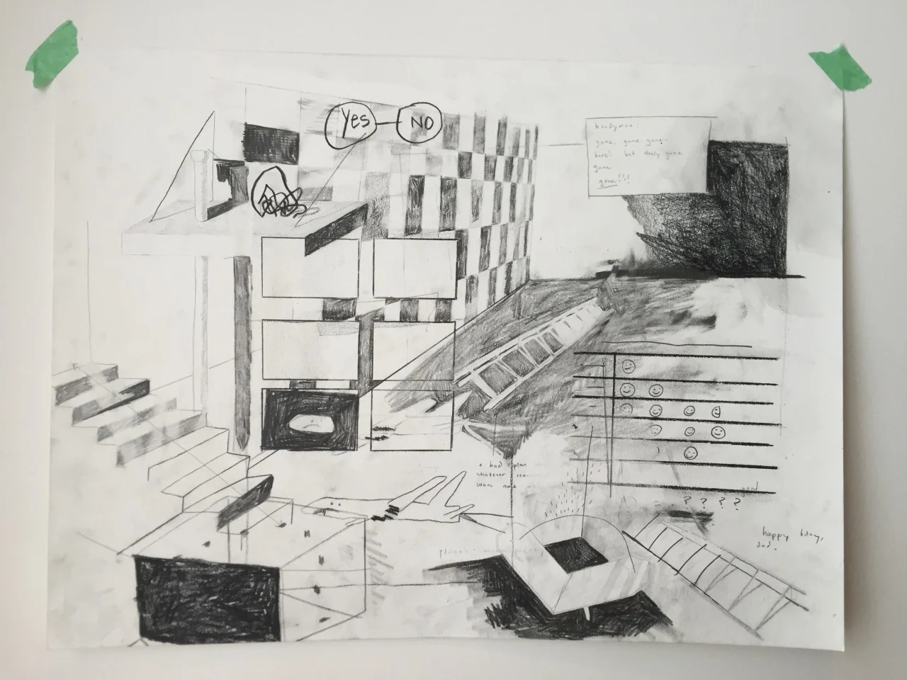 Untitled graphite on watercolor paper (Summer, 2016)