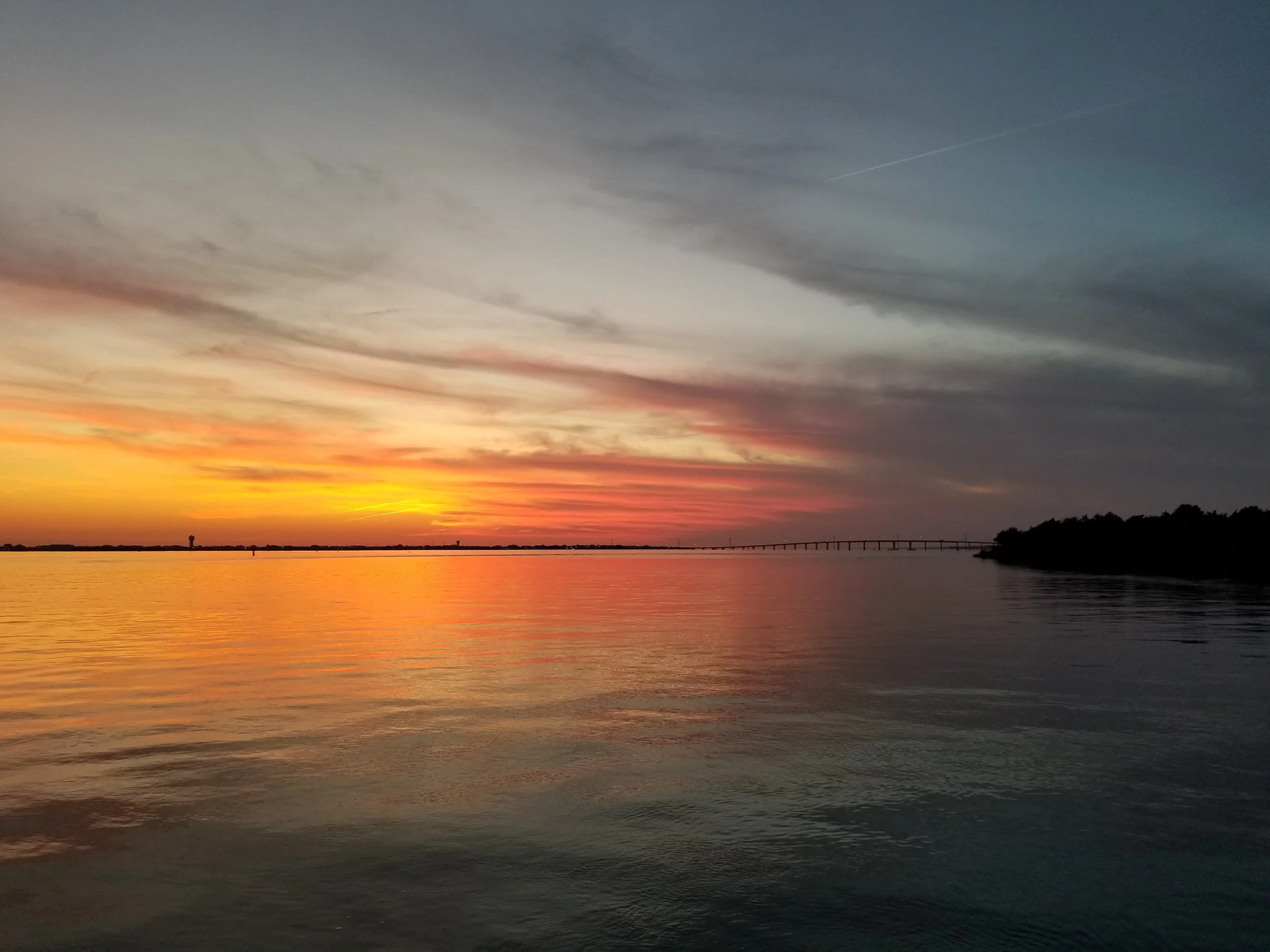 Sunset at anchor in Morehead City.