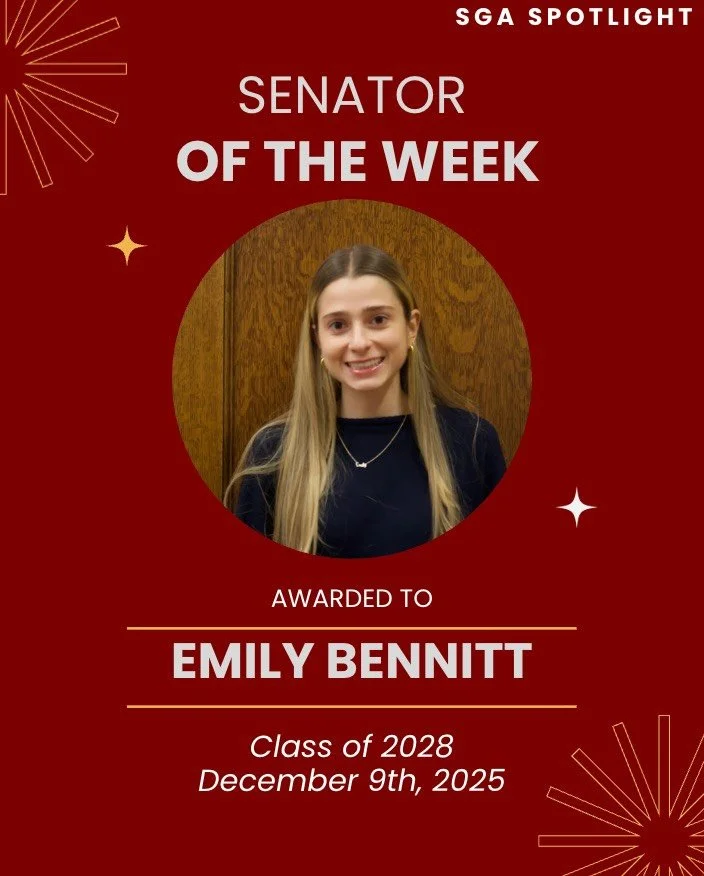 SGA Spotlight Alert ‼️ Our first Senator of the Week is Emily Bennitt!

Emily is a Class of 2028 SGA Senator. Slide right to hear more about her favorite SGA moment this year. Congratulations Emily! Thank you for your continued hard work and commitme