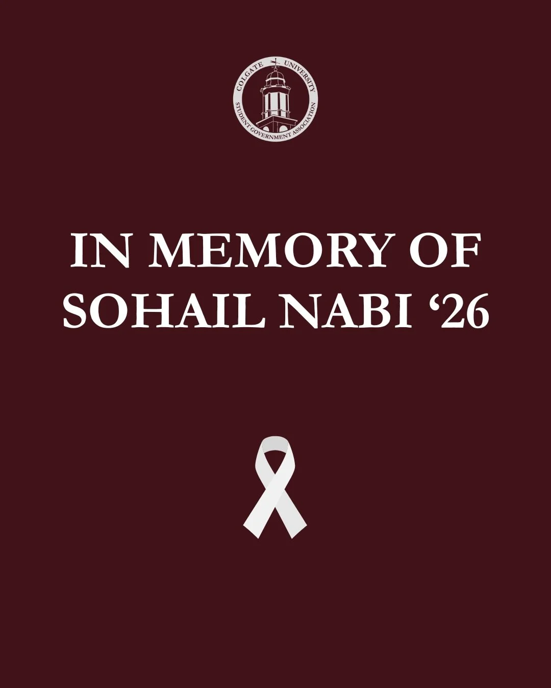 With heavy hearts, we mourn the loss of Sohail Nabi &lsquo;26. We invite all members of our community to join tonight&rsquo;s vigilance to honor Sohail&rsquo;s life. For those unable to attend, there will be a livestream, the link is available in our
