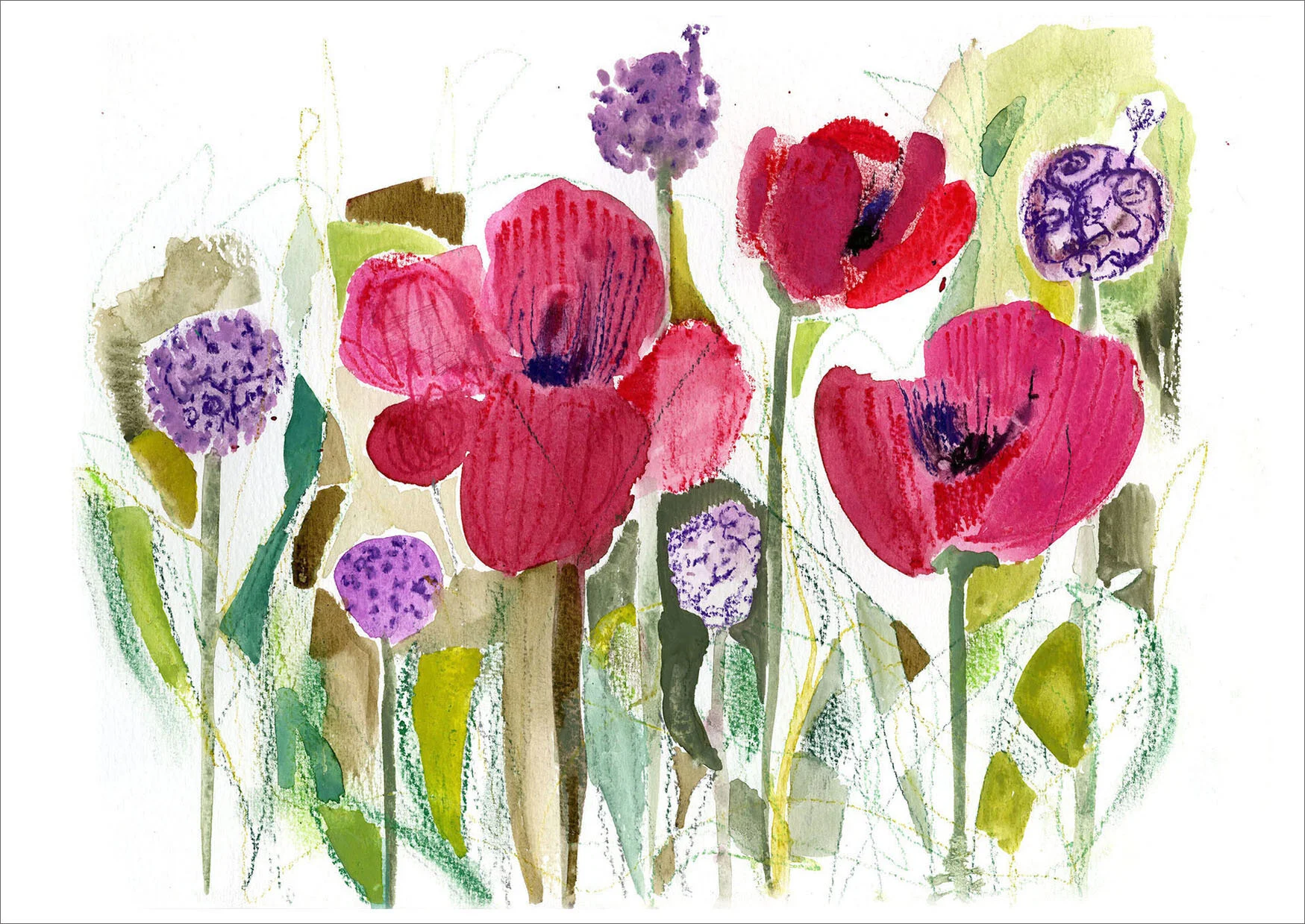 Poppies and Alliums