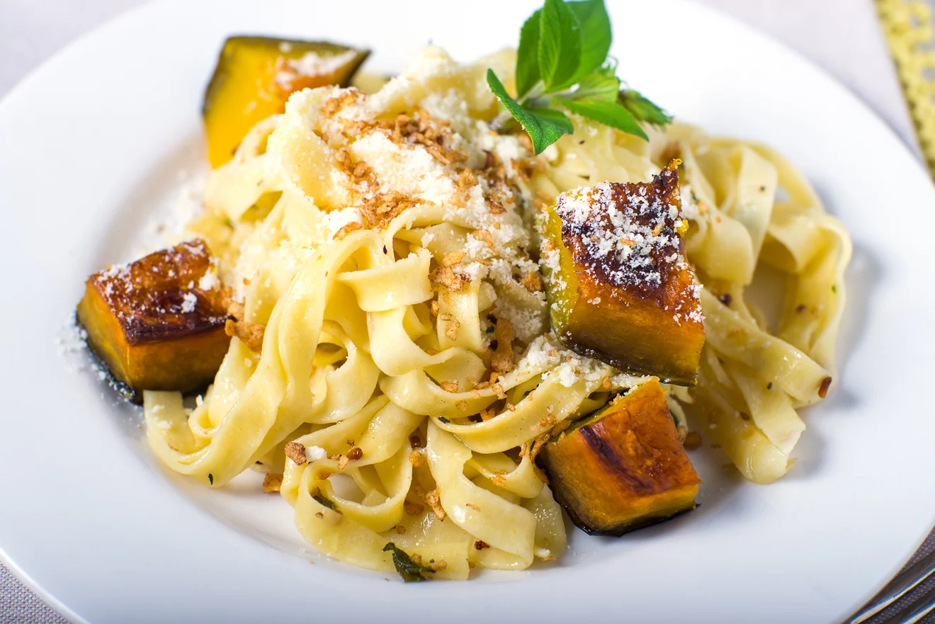 Homemade Fettuccine with Sage Butter and Squash