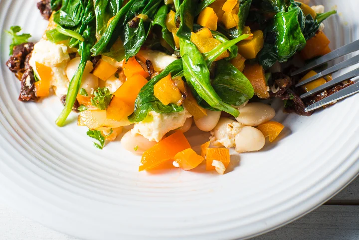 Sizzled Spinach and White Bean salad