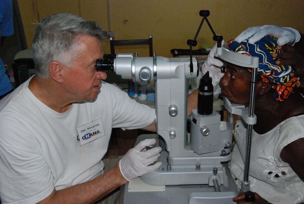 Glaucoma patient receiving treatment