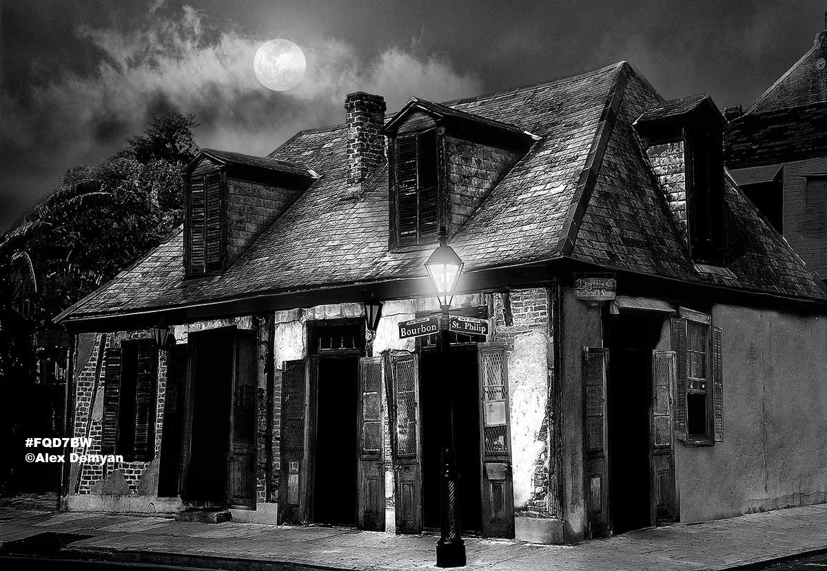 Black and White French Quarter Photography