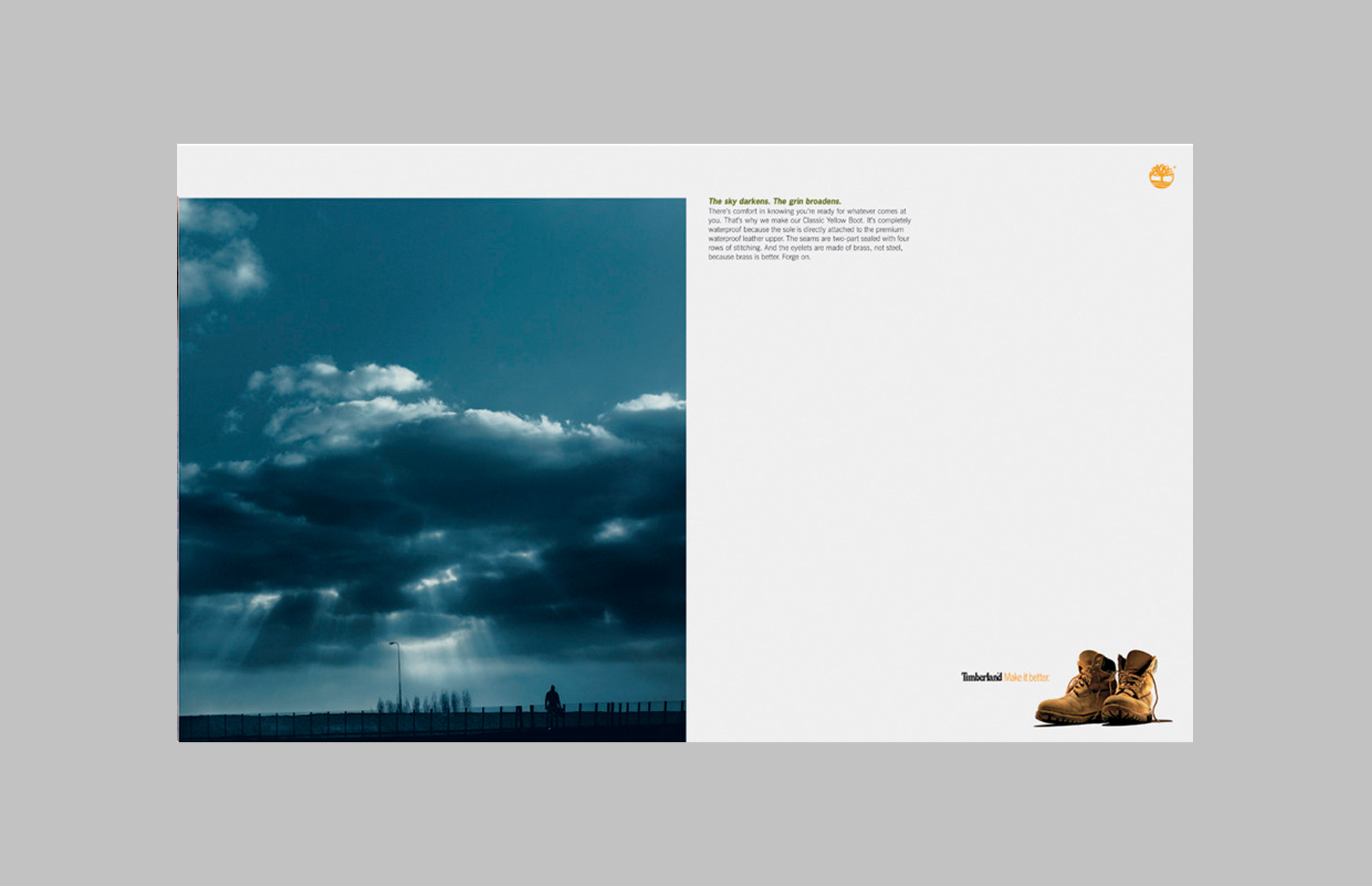 Headline: The sky darkens. The grin broadens. 