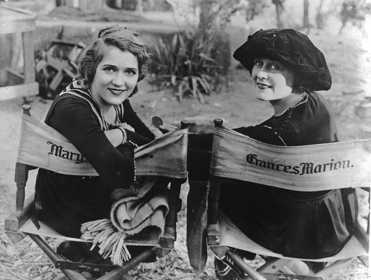 Mary Pickford and Frances Marion on the set of their 1921 collaboration The Love Light.