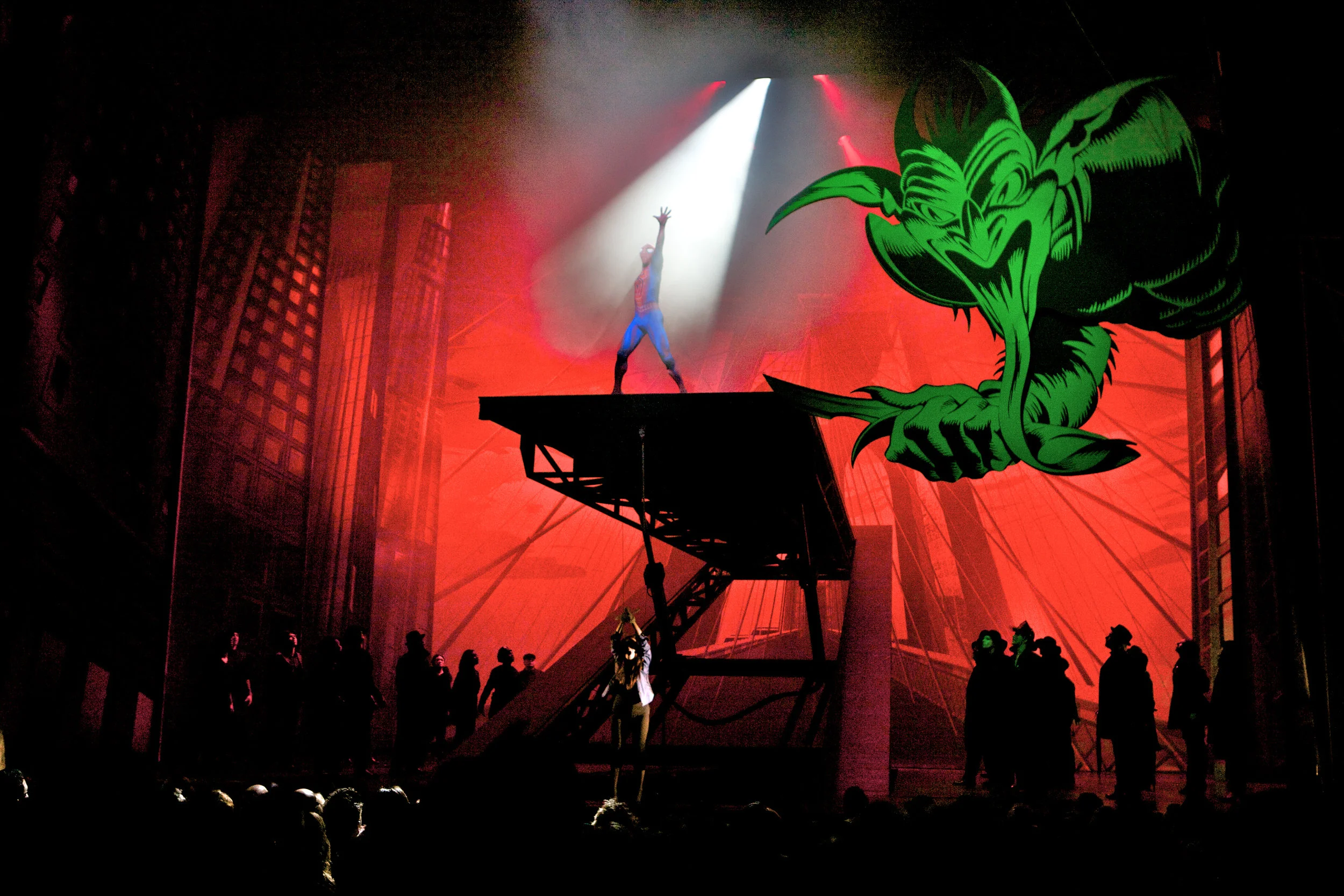 A scene from the Broadway production of Spider-Man: Turn Off the Dark.