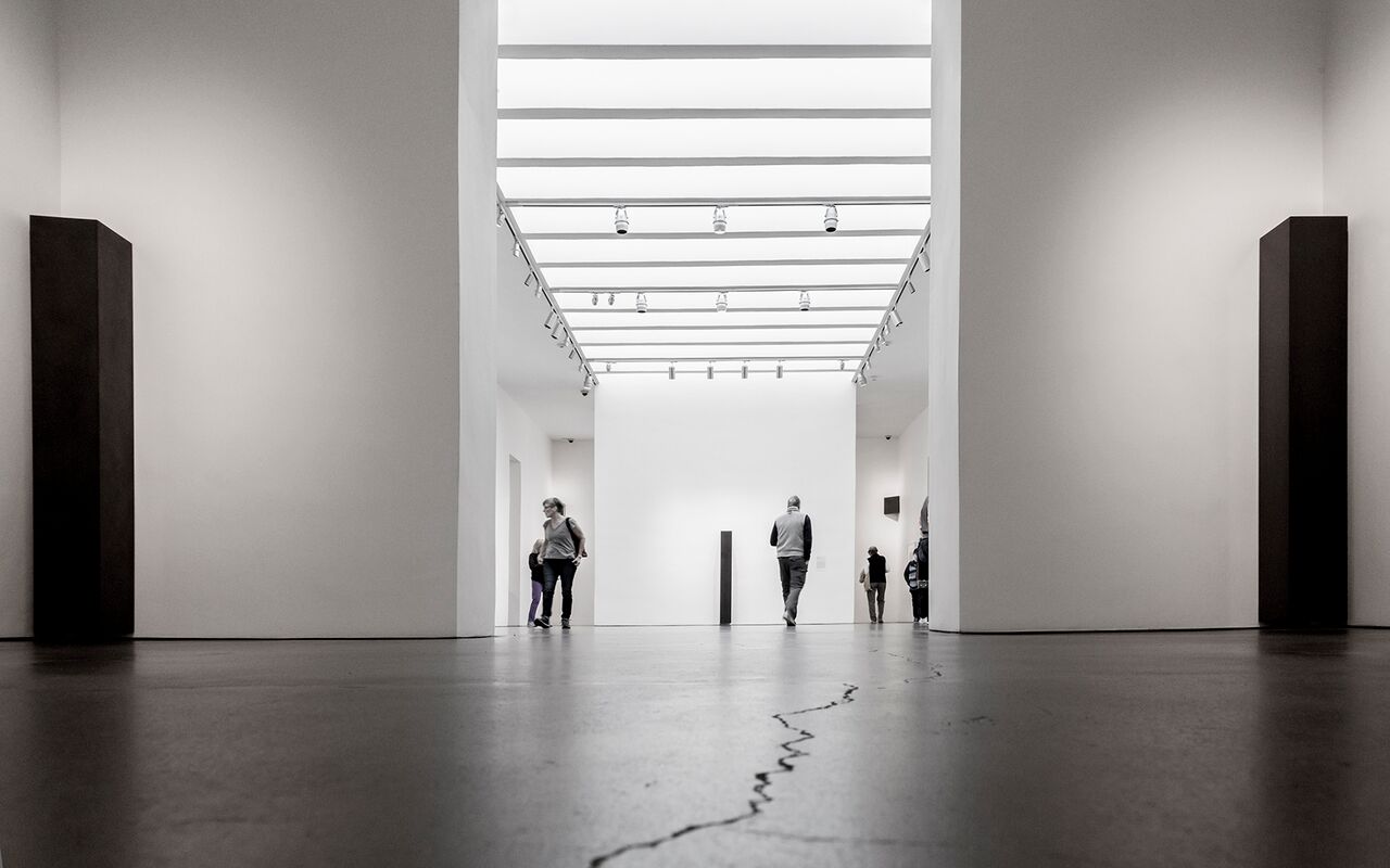 Corner Columns, 2008 Solid graphite, 6' x 10" x 10" x 9.5" each Carbon: Susan York (installation view, Georgia O'Keeffe Museum, 2016) Photo: Larry Fodor