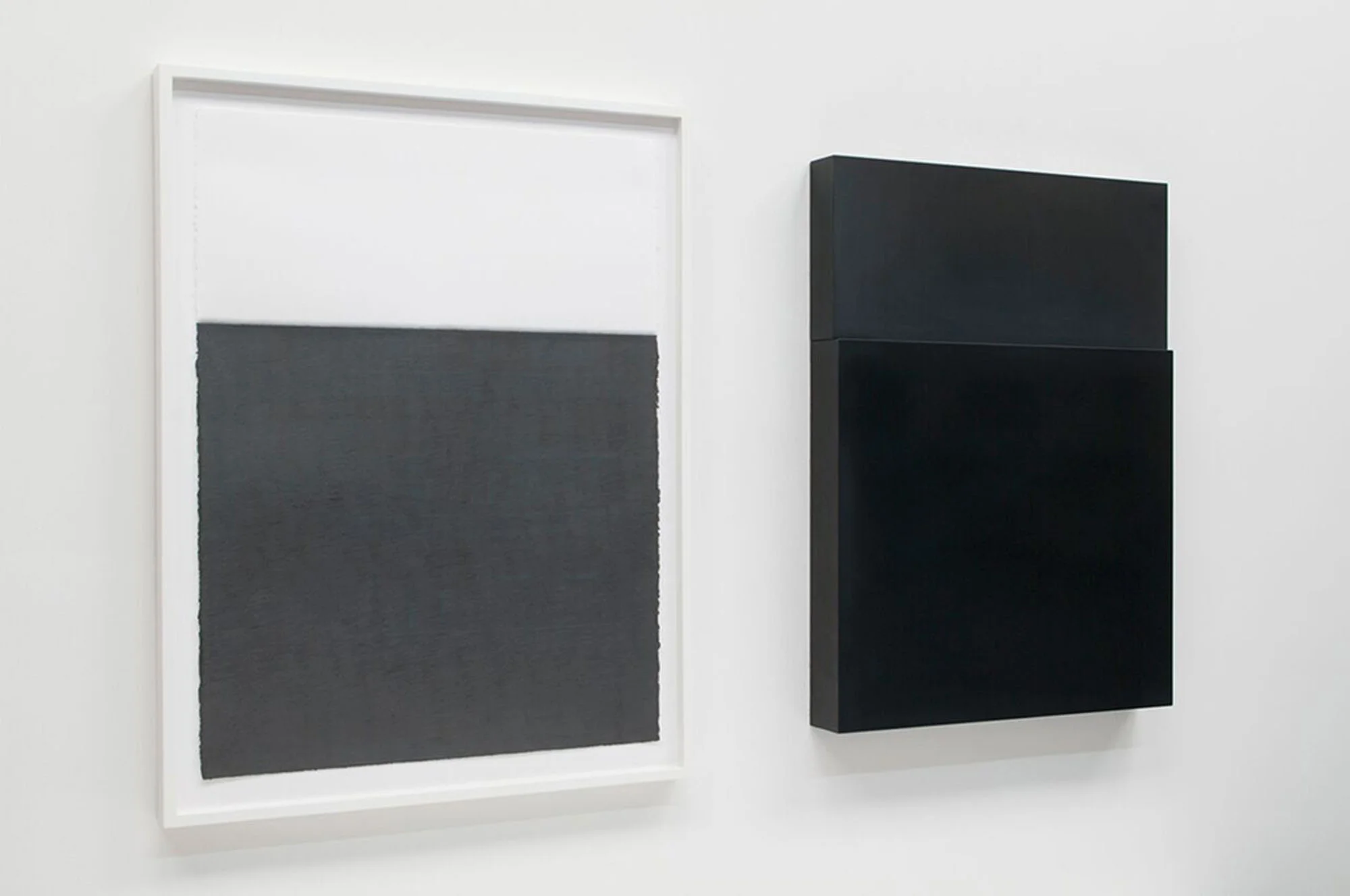 Diptych, no. 1, 2010 Drawing: Graphite pencil on paper, 30” x 22” Sculpture: Solid graphite, 30” x 22” x 3”