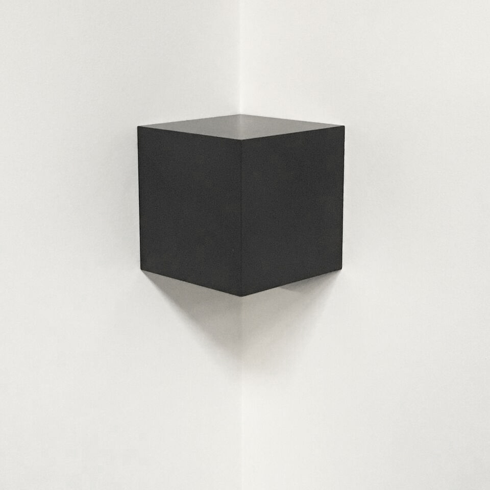   Corner Cube, 2015  Solid graphite,&nbsp;12” x 12” x 12” 