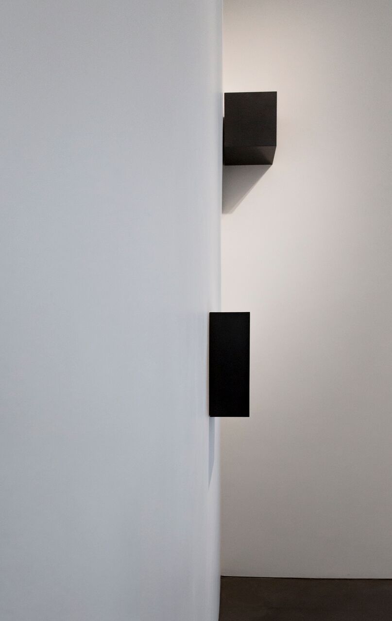   Carbon: Susan York (installation view, Georgia O'Keeffe Museum, 2016) Photo: Larry Fodor   Double Golden Mean: Merged (foreground)   Corner Cube (background) 