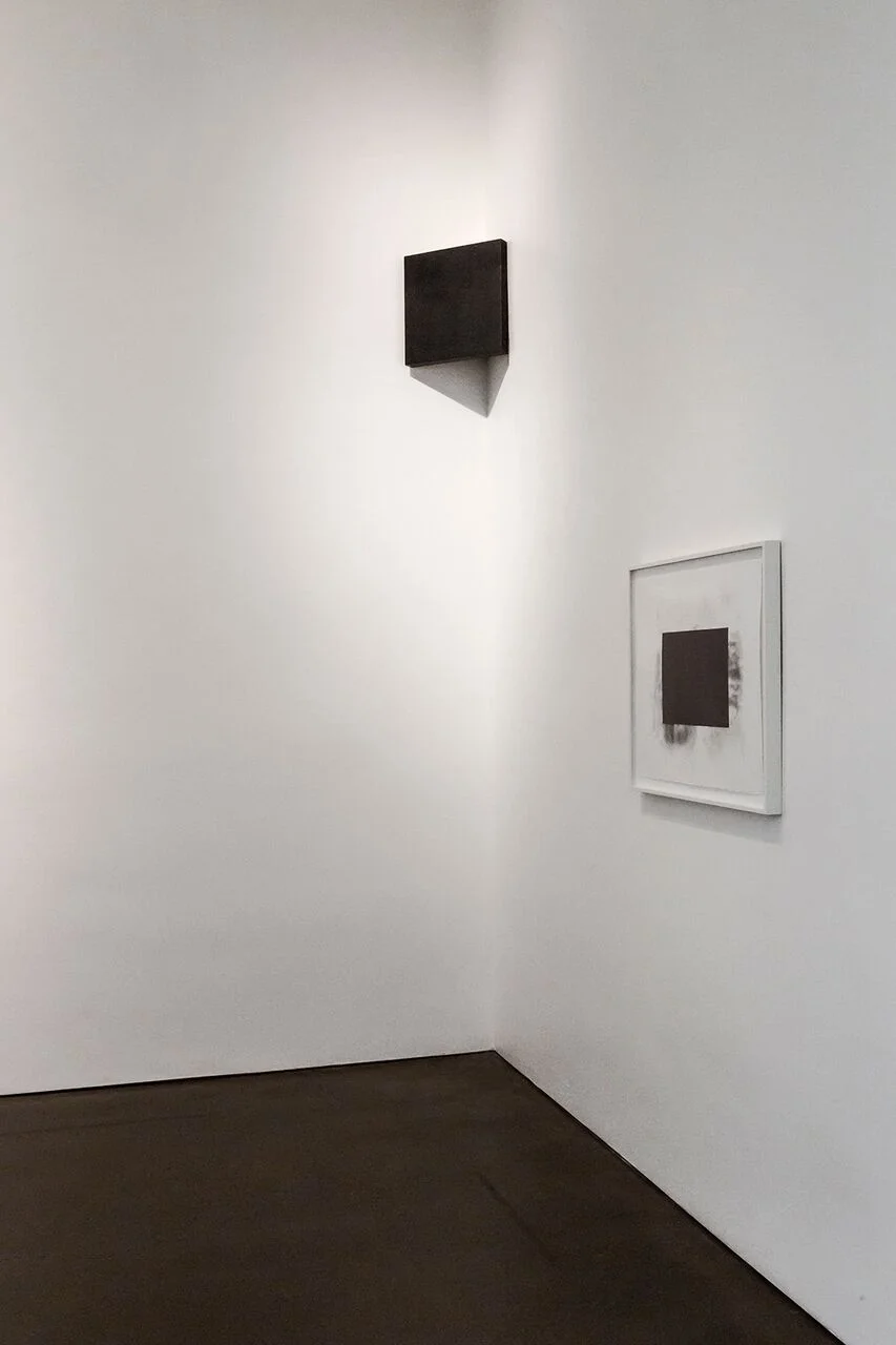 Carbon: Susan York (installation view, Georgia O'Keeffe Museum, 2016) Photo: Larry Fodor Double Golden Mean: Merged (foreground) After Malevich (background)