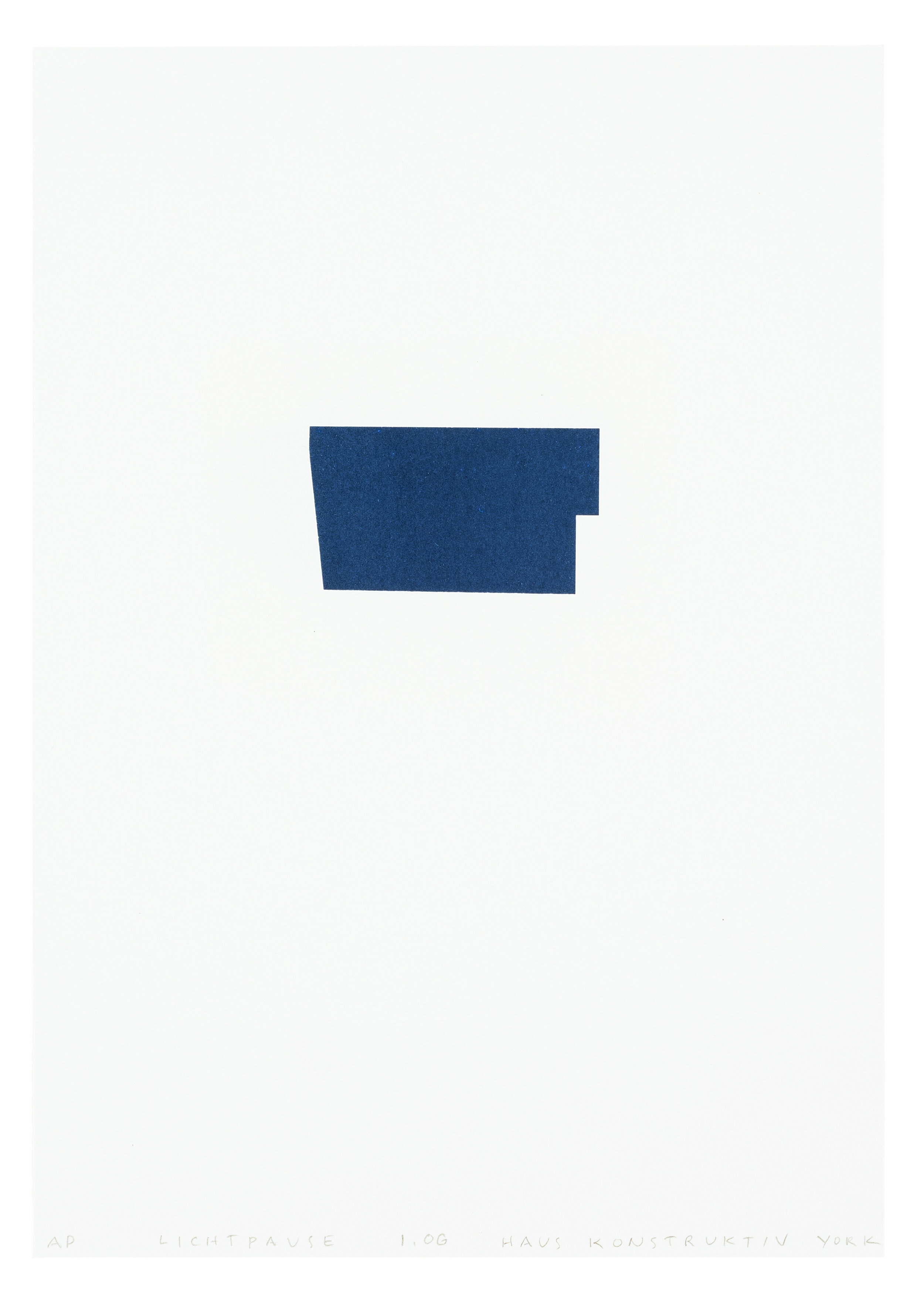  Lichtpause 1. OG, Haus Konstruktiv , Edition of 50, 2020  Cyanotype, 11.69 x 8.27 inches  (paper size)  Collaborating Printer: Mitchell Marti @ Interbang Press 