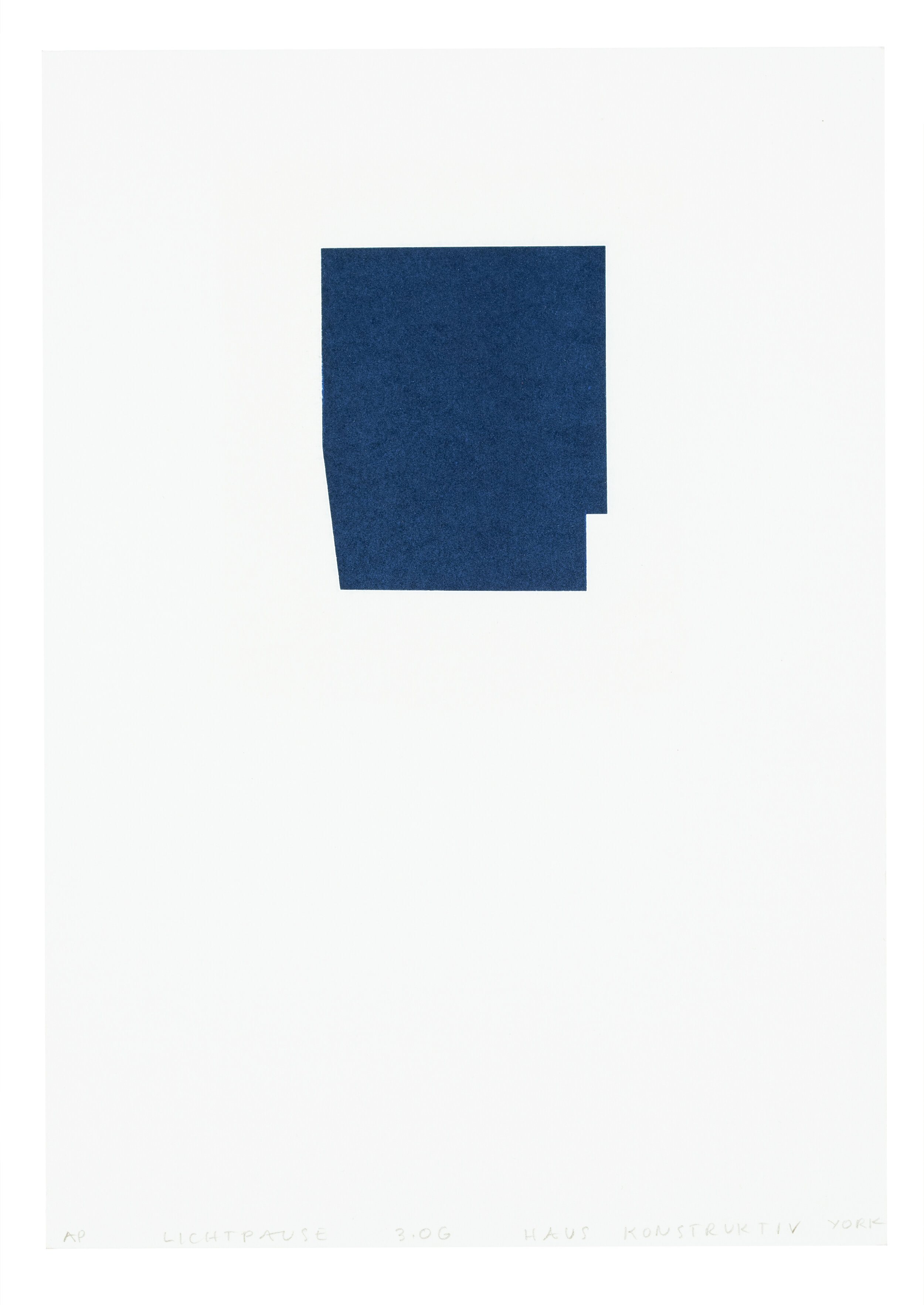  Lichtpause 3. OG, Haus Konstruktiv , Edition of 50, 2020  Cyanotype, 11.69 x 8.27 inches  (paper size)  Collaborating Printer: Mitchell Marti @ Interbang Press 