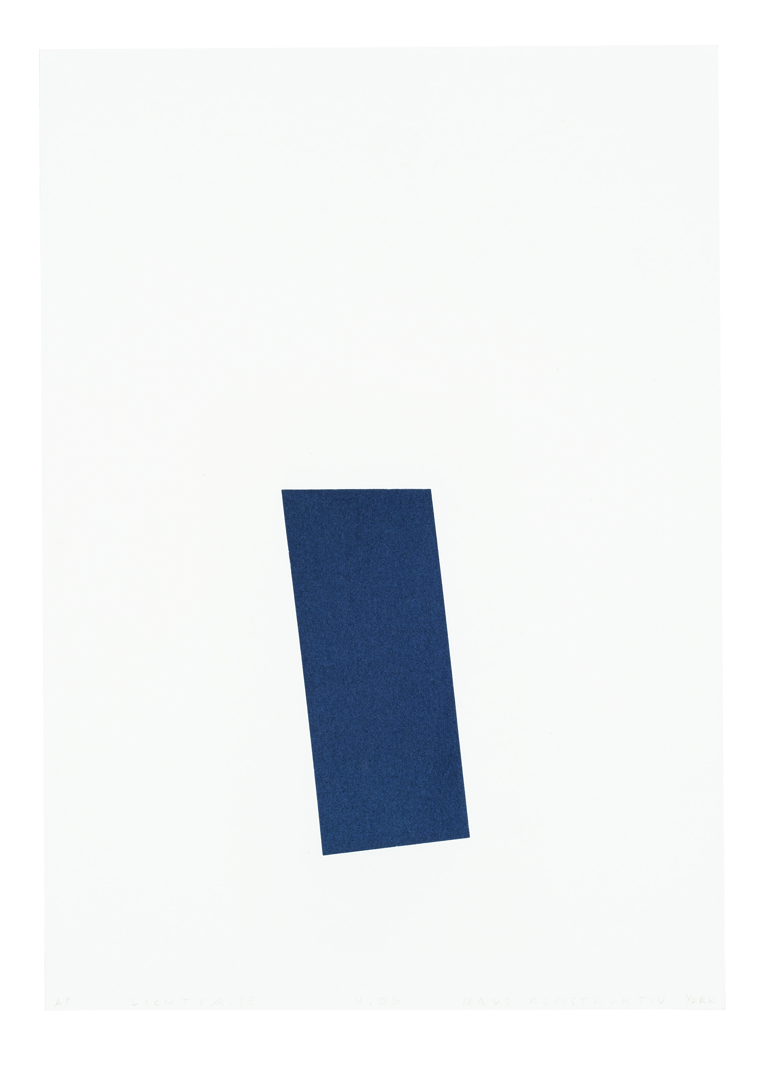  Lichtpause 4. OG, Haus Konstruktiv , Edition of 50, 2020  Cyanotype, 11.69 x 8.27 inches  (paper size)  Collaborating Printer: Mitchell Marti @ Interbang Press 