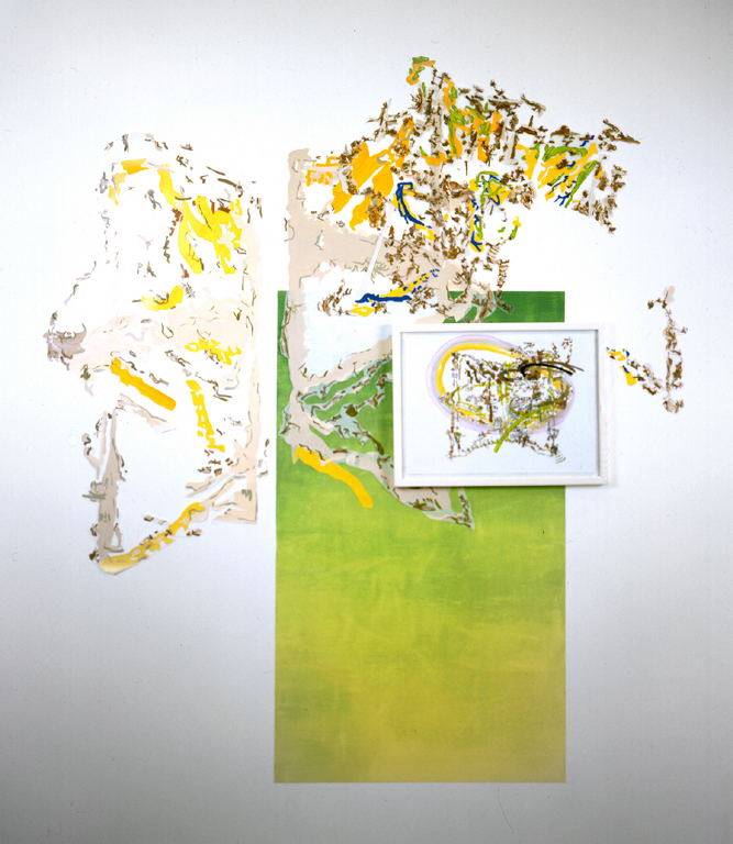 Untitled (Lift Off) , 2003, watercolor on paper (framed) + oil on mylar, 60 x 54 inches