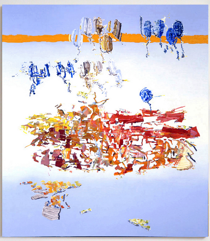 Untitled (Launch Pad) , 2002, acrylic & oil on canvas, 72 x 64 inches