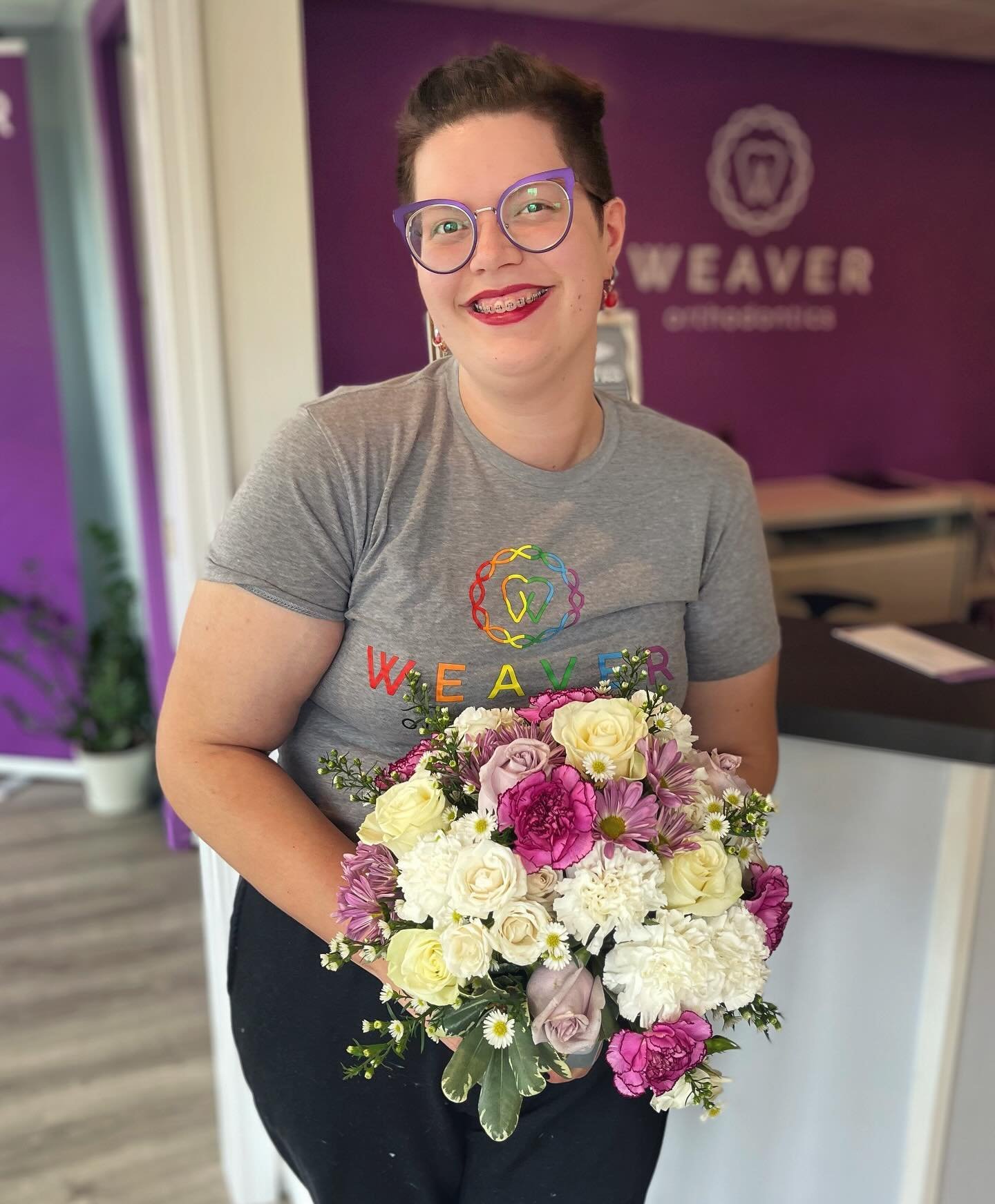 Happy 3️⃣ year work anniversary to Ms. Megan! 💕 Every day is full of wonderful smiles and unending humor that we could not live without! Happy work-aversary! #smile #bestteam #happy #weaverortho #workanniversary #braces #invisalign