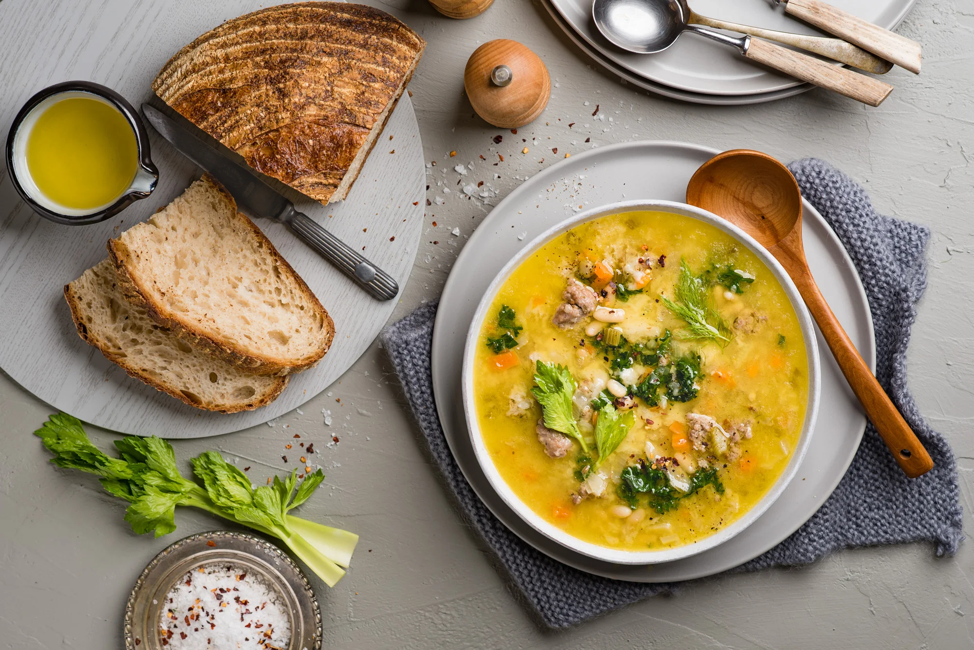 Pork, Fennel and Sourdough Soup