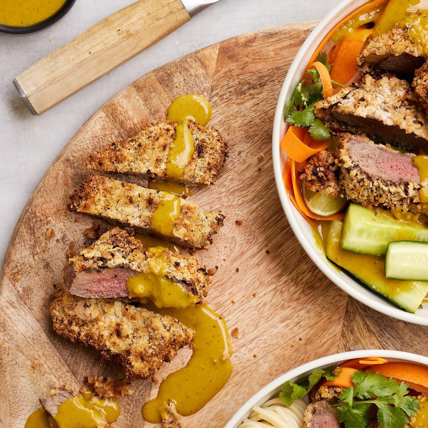 Airfryer Beef Katsu..
Another seasonal recipe showcasing our local Harvey Beef. 
Recipe and Styling @kateflowerfood 
Images @jessicawyld 
This was so delicious with a pickled carrot salad and noodles👌. You can grab the recipe via @harveybeefwa along