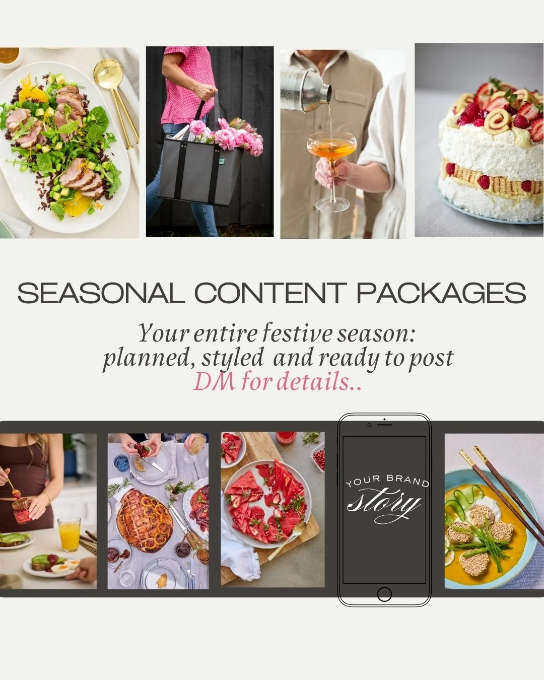 Bookings Open - Festive &amp; Summer Content Packages.
It's time to lock down the standout content your brand needs to thrive this season. We're ready to capture your product in scenes that sell&mdash;ready to plug straight into your marketing.
 
💥D