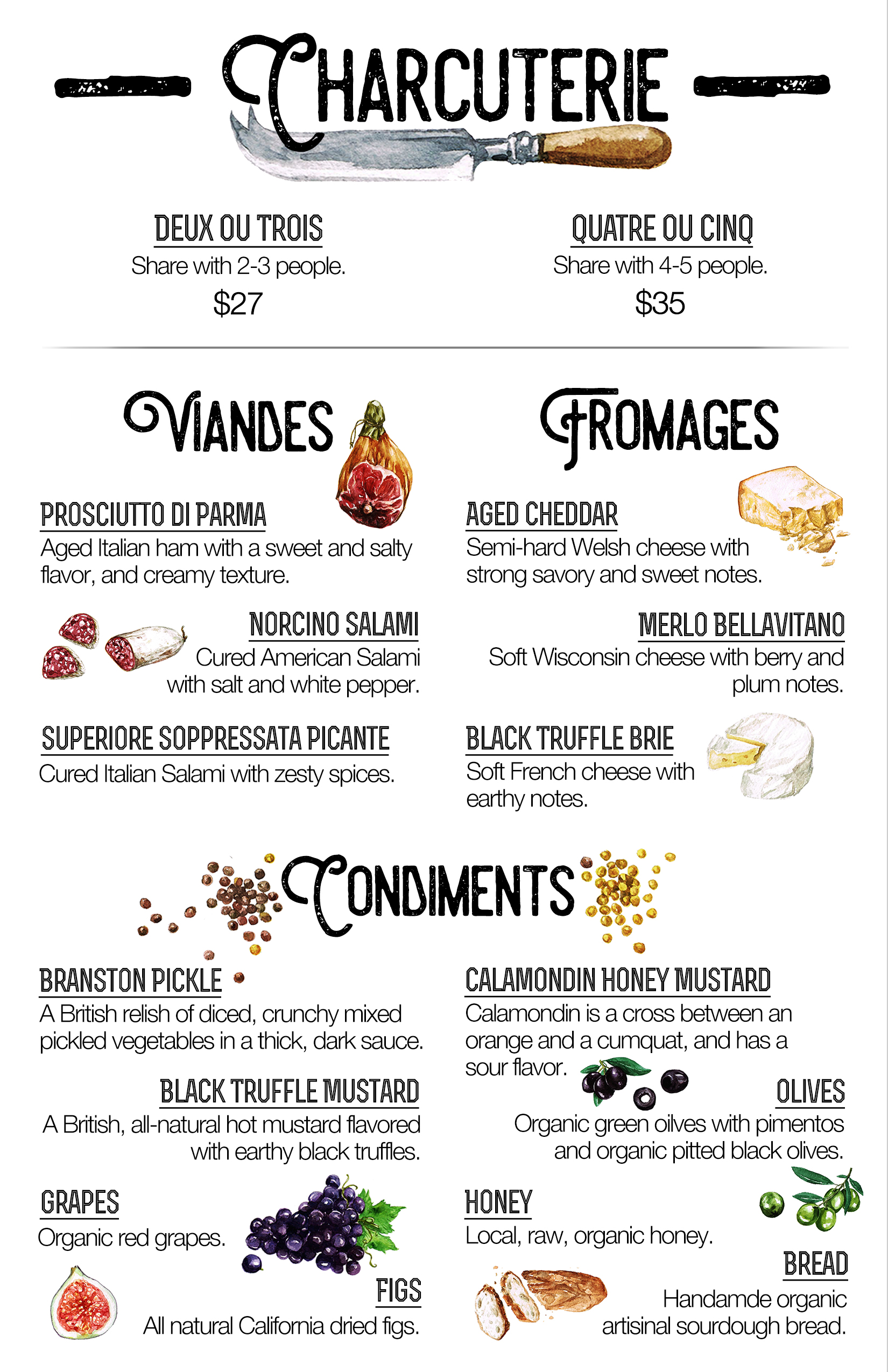 Charcuterie Menu