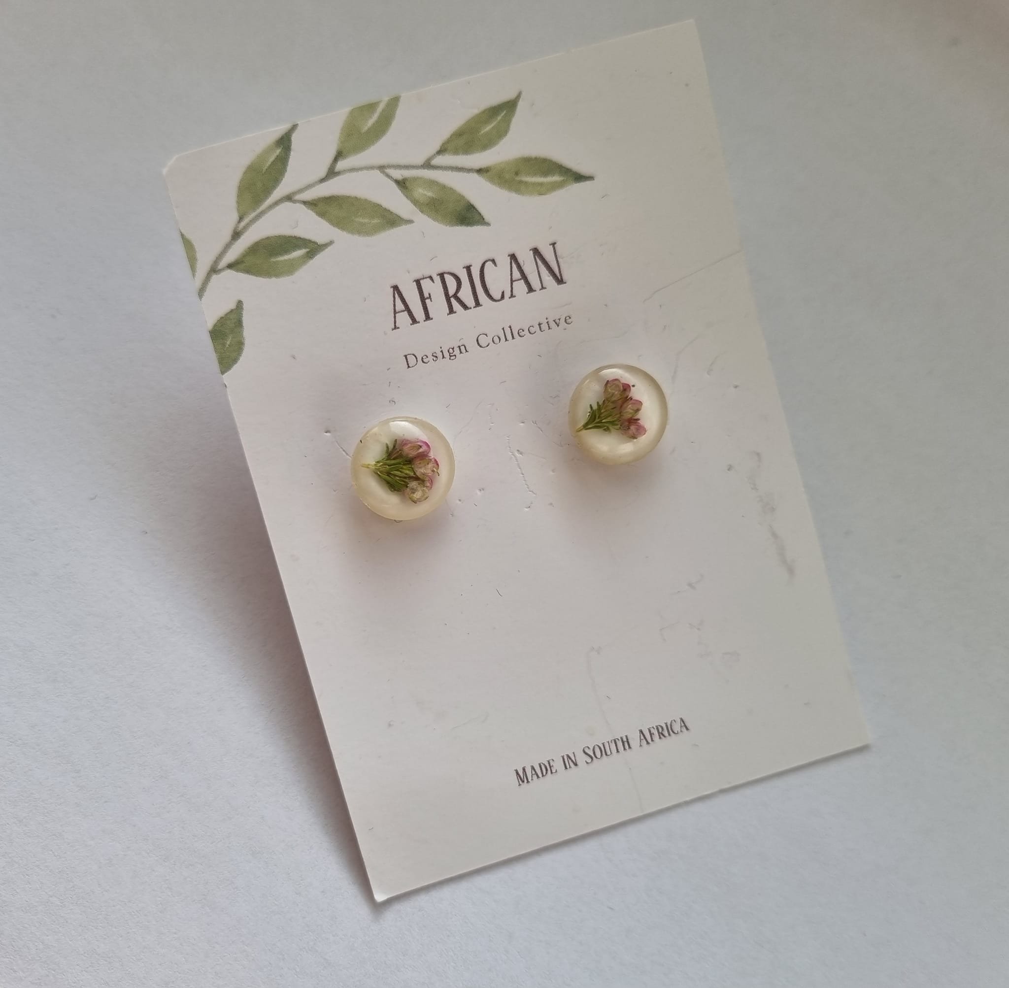 Pink Flower Dew Drop Stud
