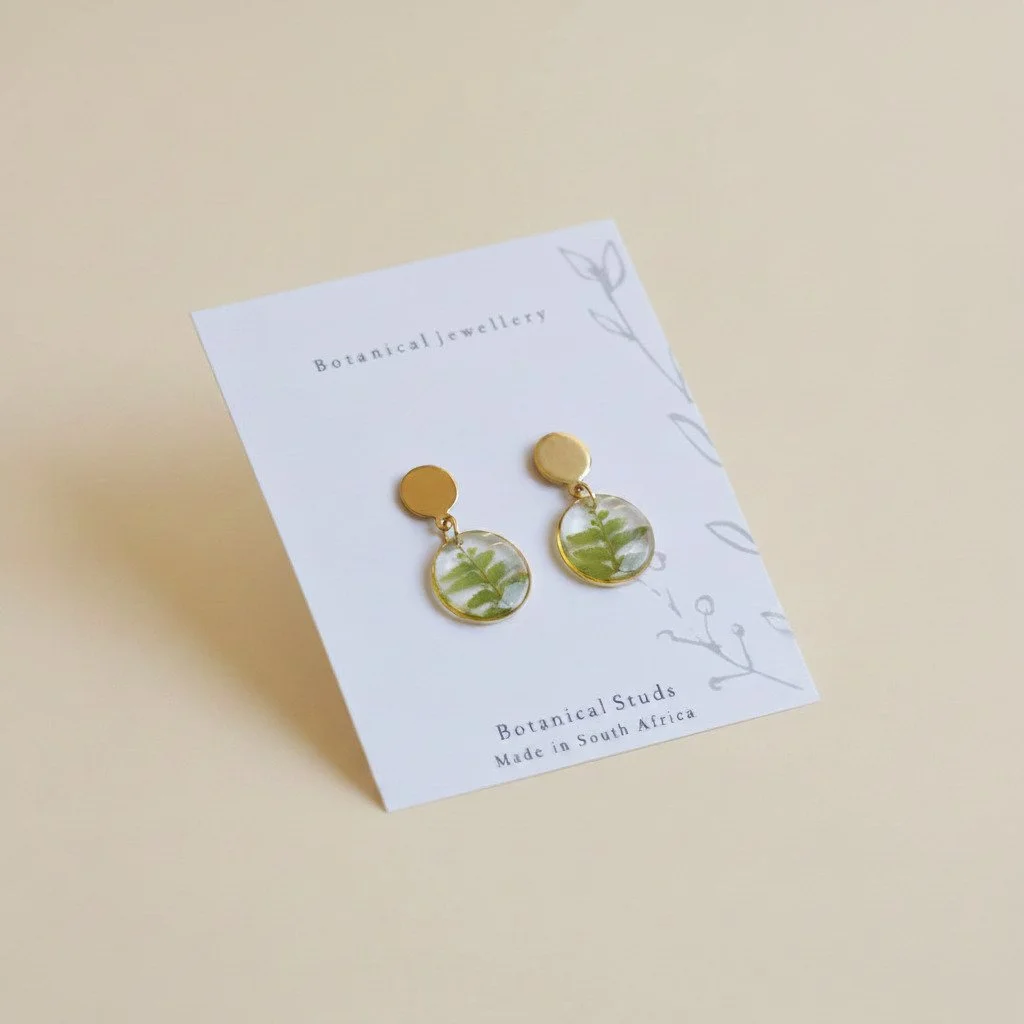 Botanical Metal Fern Round Dangles