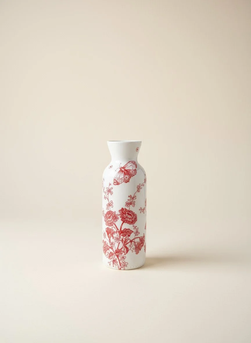 Red Narrow neck vase