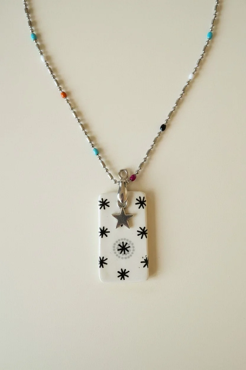 Whimsical Star Ceramic Pendant Necklace