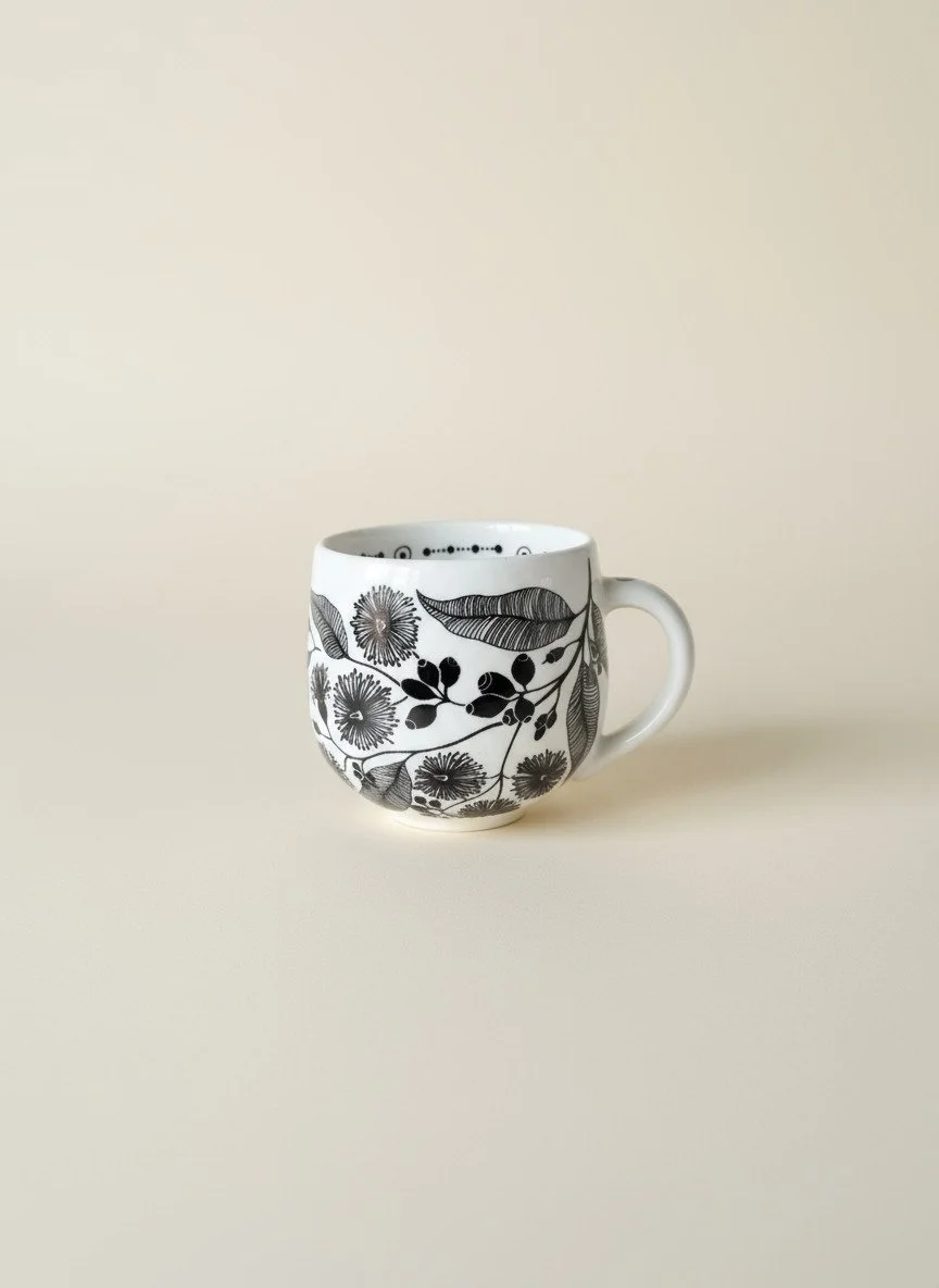Black Leaves Ceramic Mug