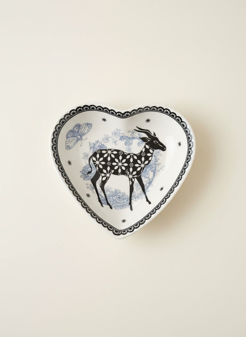 Deer Heart Shaped Dish in Black