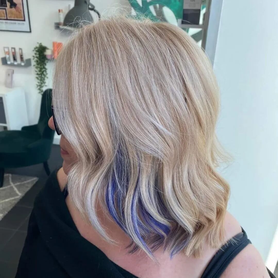 Pop of blue 💙

A stunning colour transformation, Blonde hair beautifully enhanced with a vibrant pop of blue. 

This transformation by @np_hair_master_colourist takes blonde to a whole new level of boldness! 

Our new stylist, Sally, specialises in 