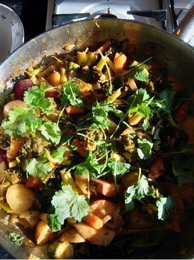 Delicious curry made using some PGR Garden vegetables Image- Elizabeth Adams