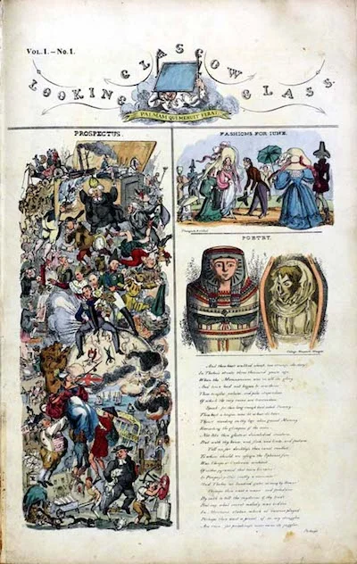 First page from volume 1 of the Glasgow Looking Glass . Photo from UofG Special Collections