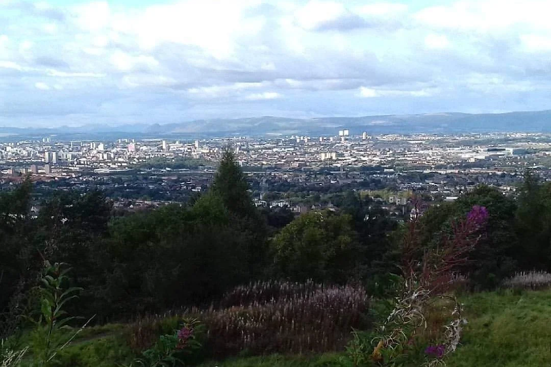 An image overlooking Glasgow from a hill in Rutherglen.