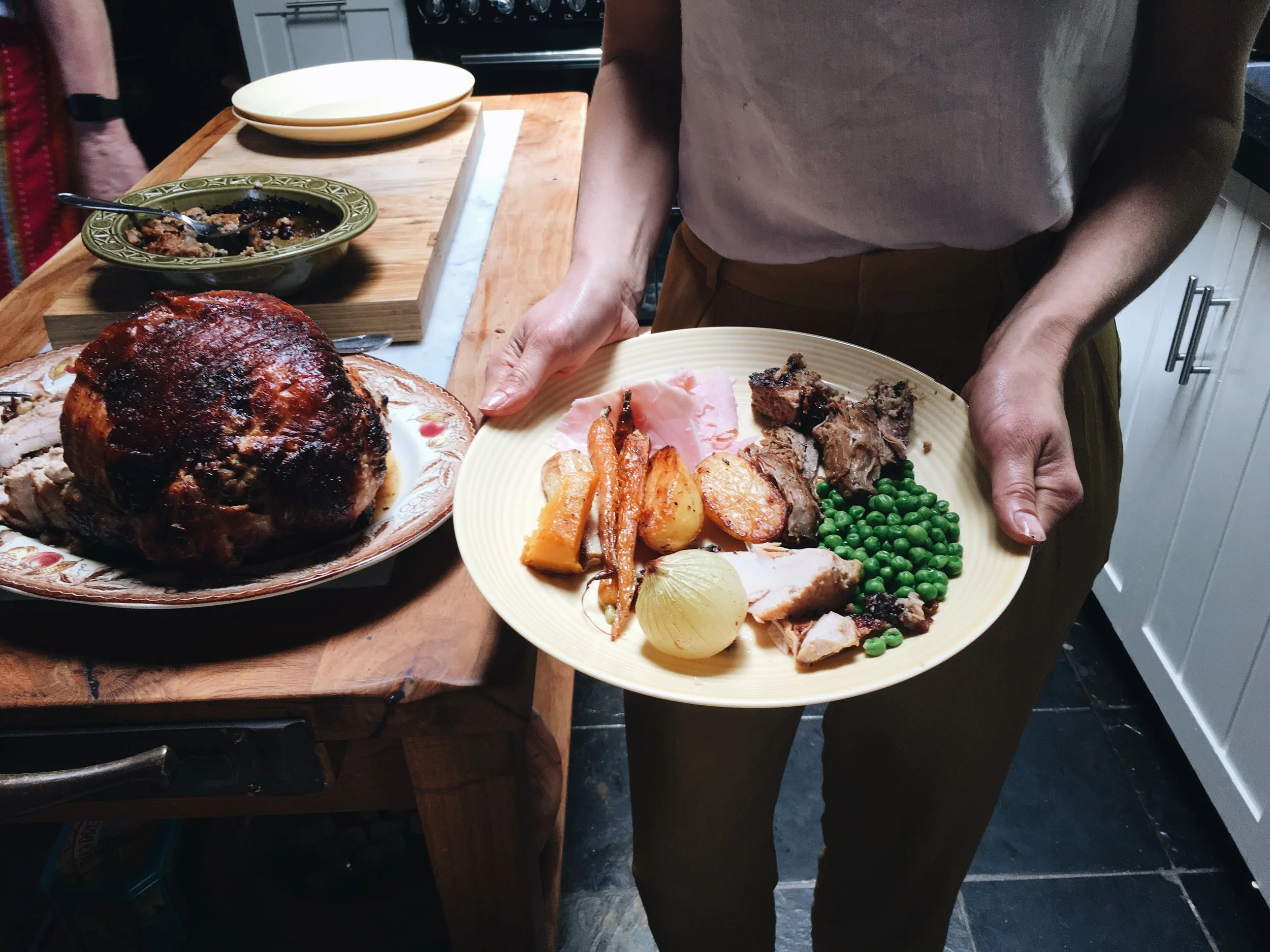 Round one, gravy to be added at the table.