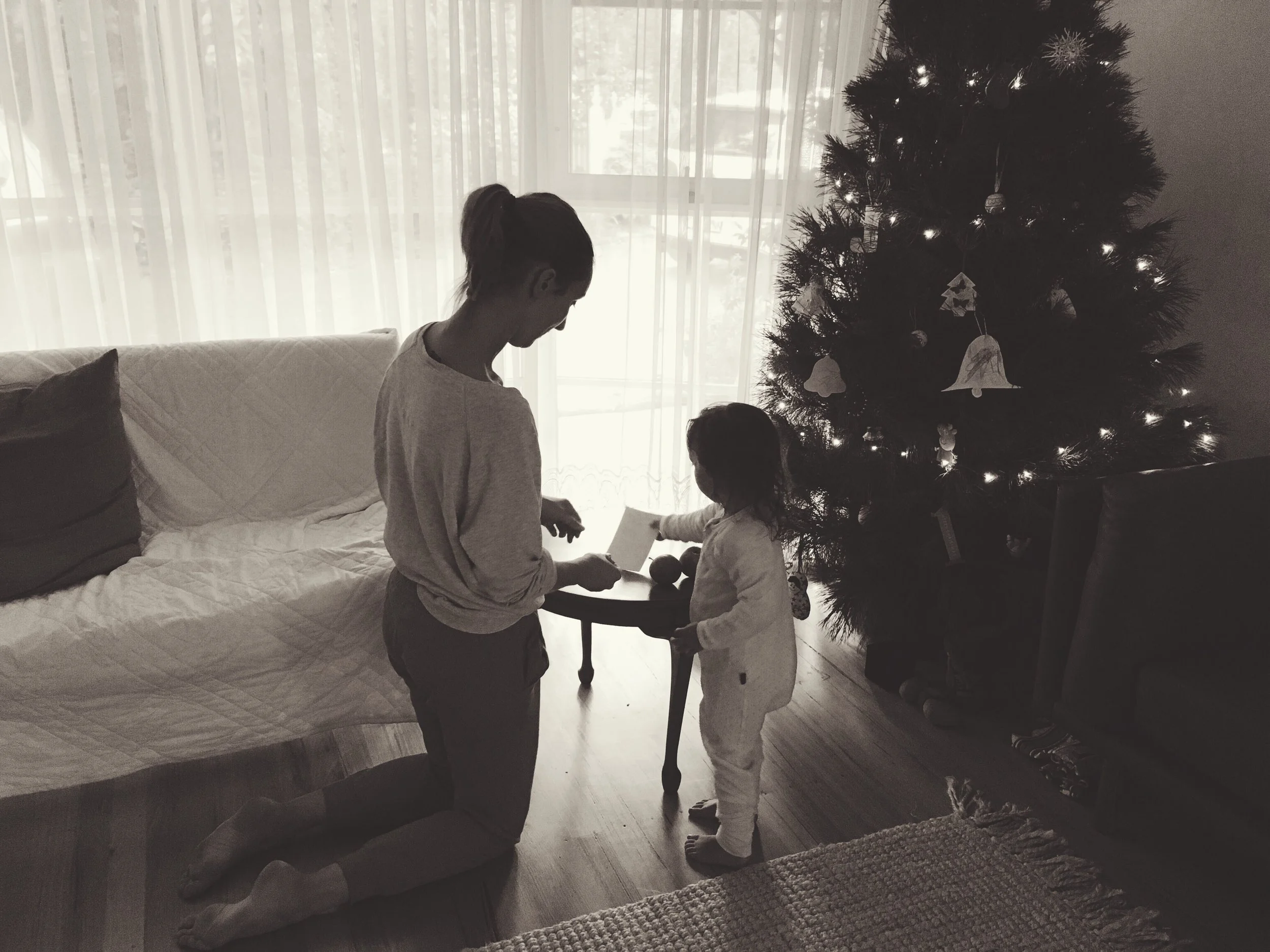Leaving Santa a note and some snacks before bed on Christmas Eve.