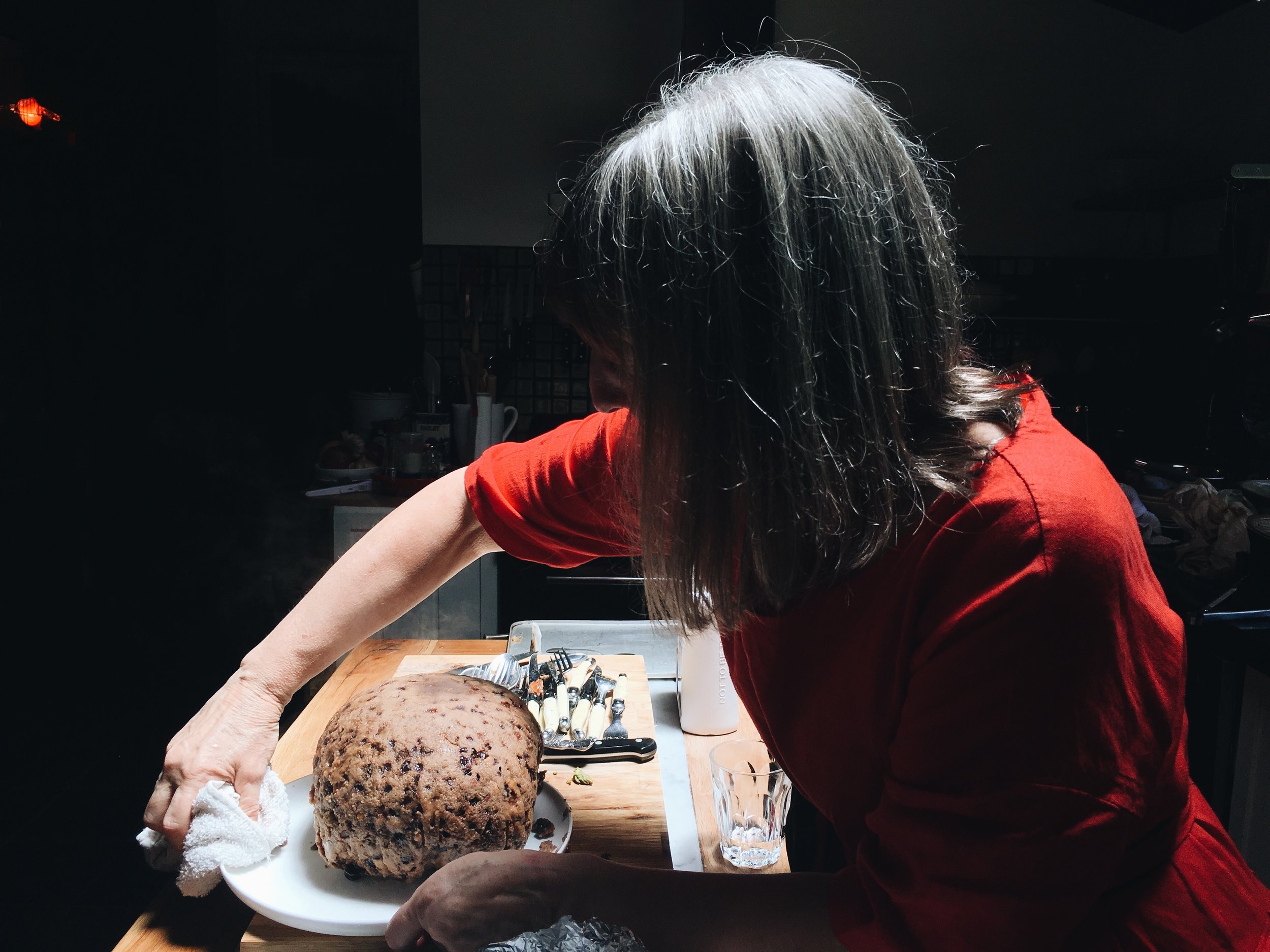 Mum's traditional plum pudding.