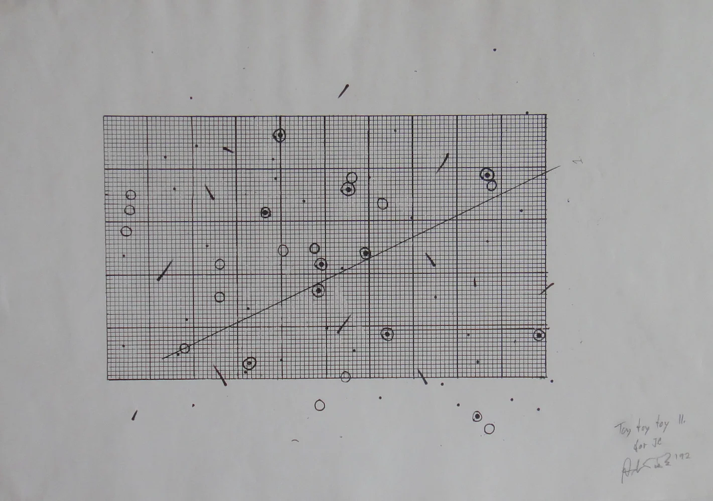 1992, Toy Toy II. for John Cage, kombinovaná tech, 42x29,5 cm