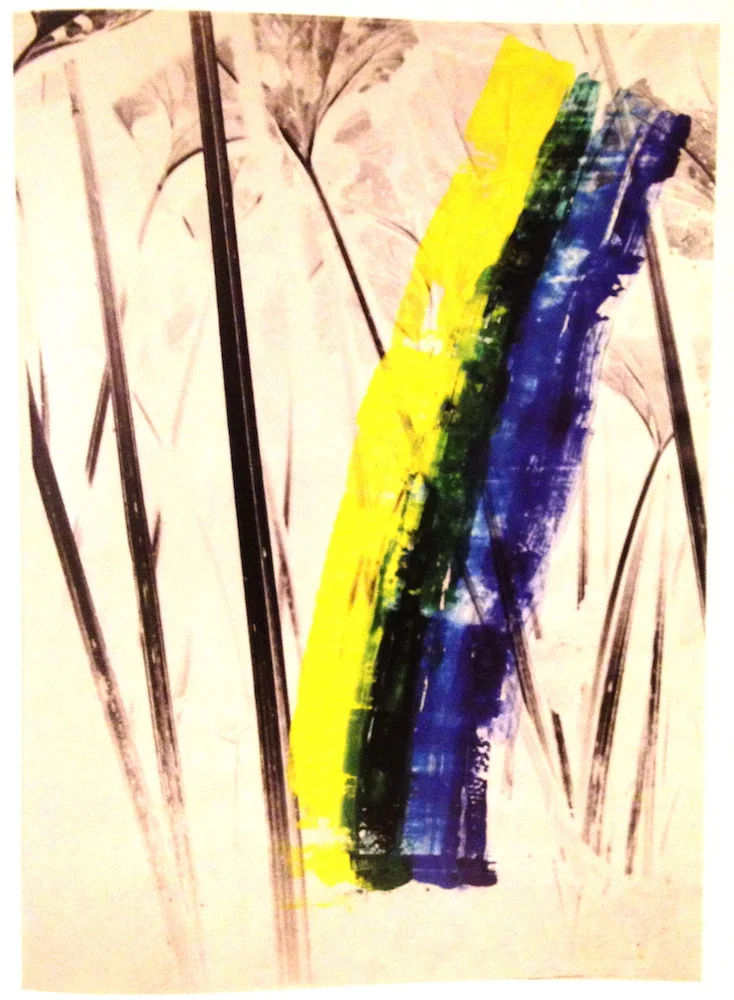 1982, Ateliér v prírode, maľba na fotografii, 100x70 cm