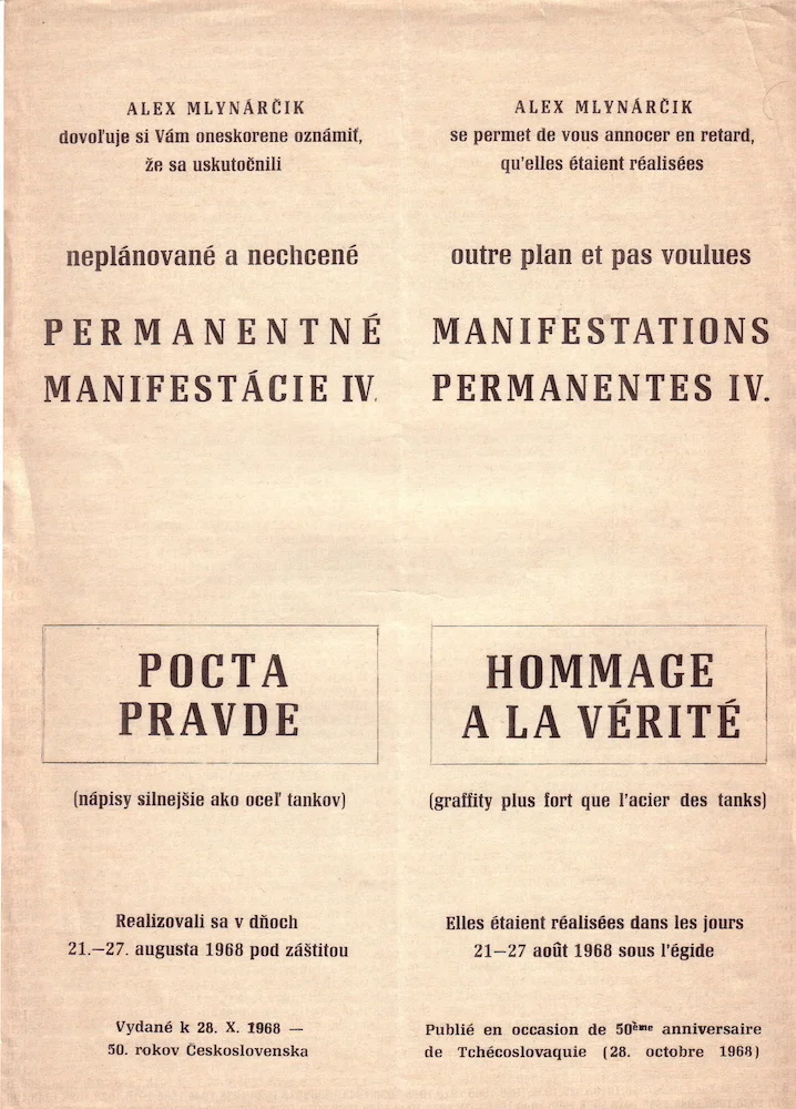 1968, Pocta pravde, Permanentné manifestácieIV., tlač na papieri, 29,5 x 21 cm