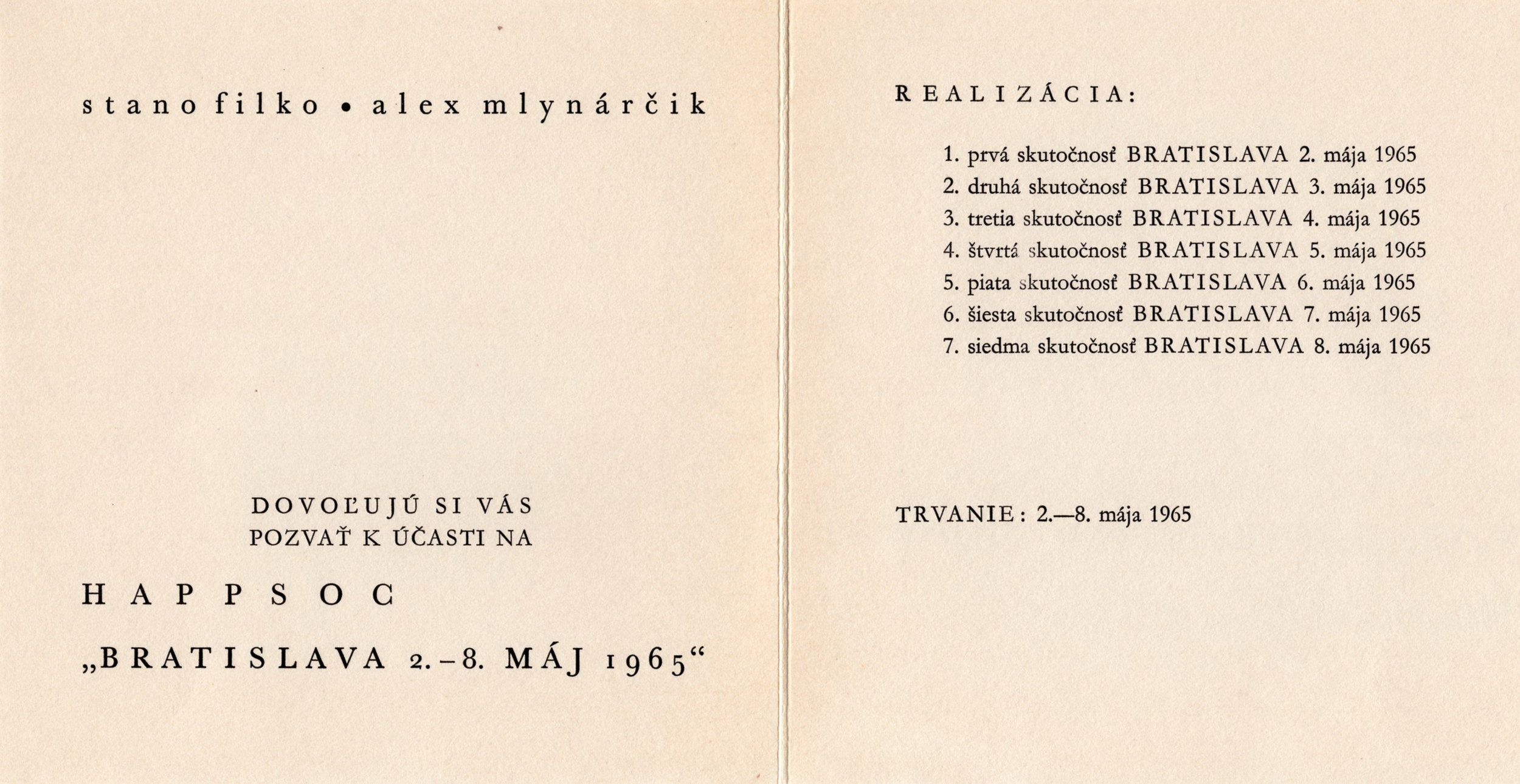 Filko Stano, Mlynárčik Alex, Kostrová Zita, 1965, Happsoc I, Tlač na papieri, 15x30, z pozostalosti francúzskeho teoretika Raoul-Jean Moulina.jpg