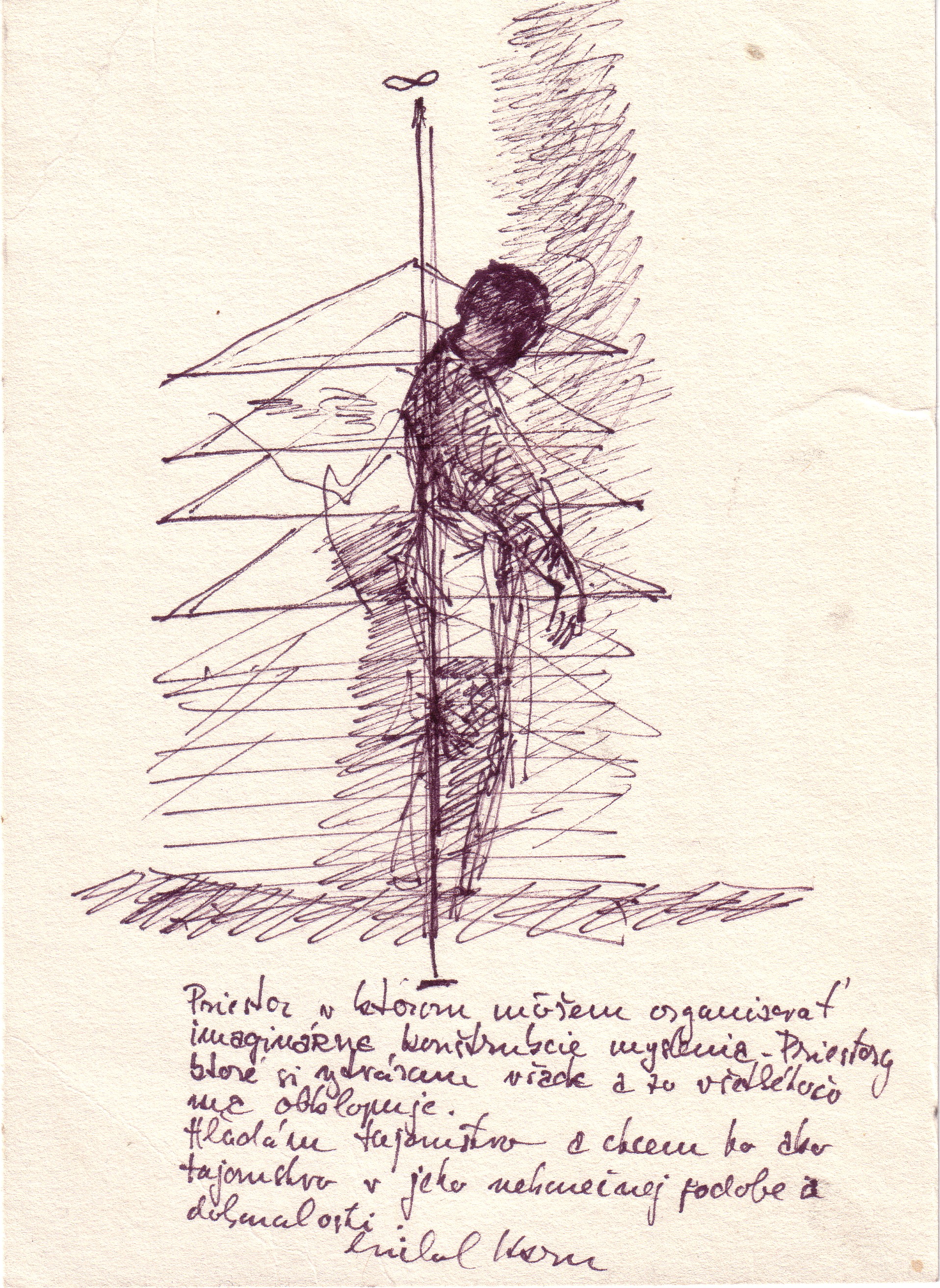 Kern Michal, 1977, Vymedzenie priestoru, koncept, kresba, 22,3x16.jpg