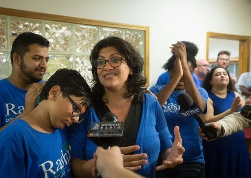 Rashida Tlaib speaks to staff, supporters and the press after the Associated Press called Tlaib's race in her favor at one of Tlaib's field offices in Northwest Detroit on Aug. 7, 2018. (Photo: Cameron Pollack, Detroit Free Press)