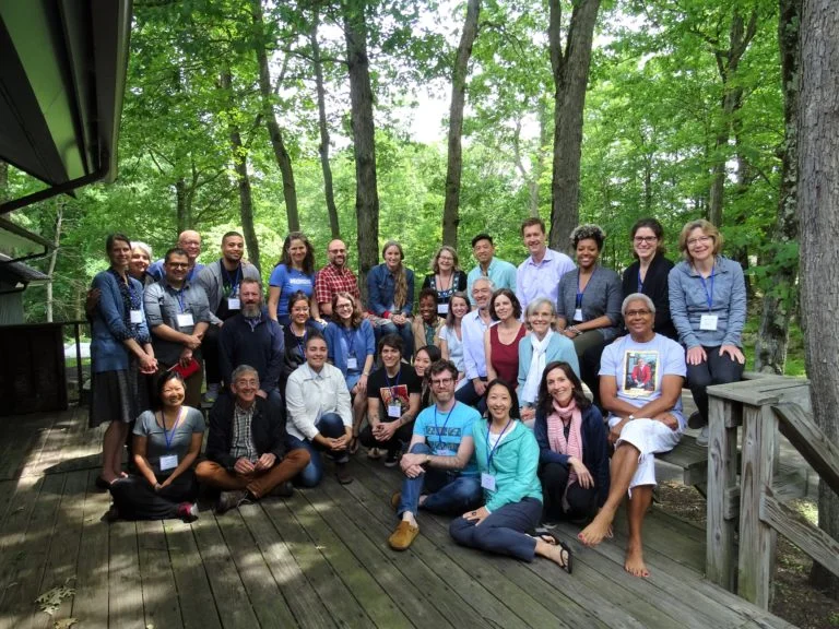 Vermonter Janice St. Onge, back far right, is only one of the “financial activists” who met in New York with her cohort in 2019, sponsored by the RSF Integrated Capital Fellowship program , but she and the Flexible Capital Fund are changing investment to include women and our Mother Earth. (Edith Macy)
