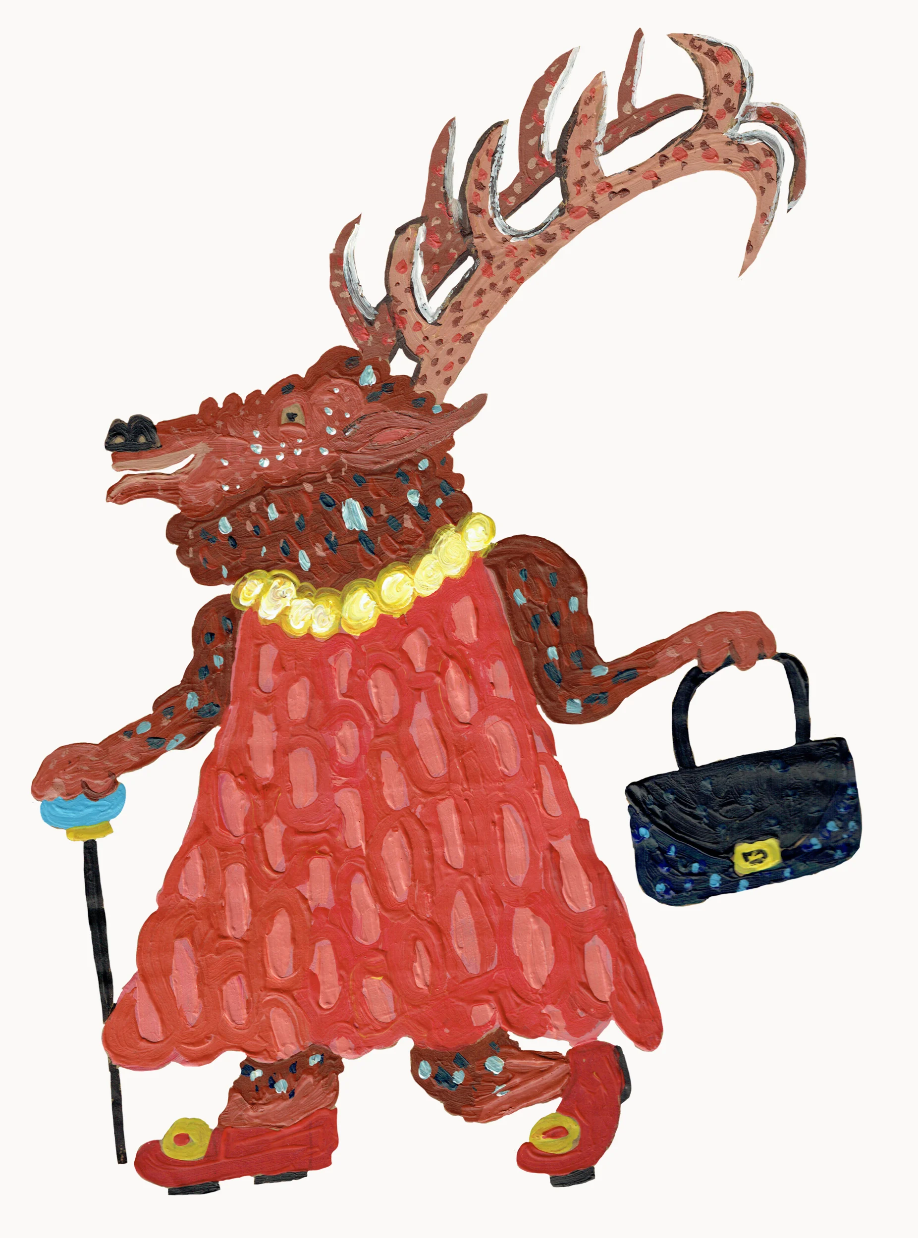 I painted this stag in a dress very quickly - it was the last one I made, painted using the surplus paint I had to use up.