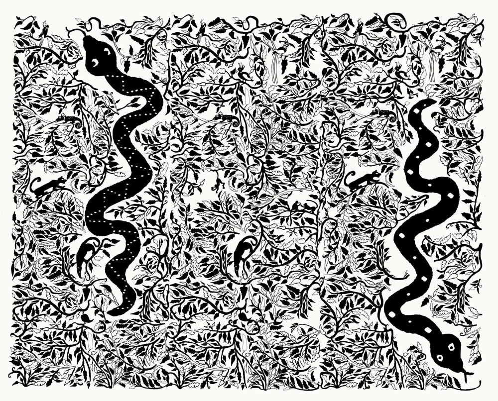 This busy pattern would have covered a tall, slender crystal vase.