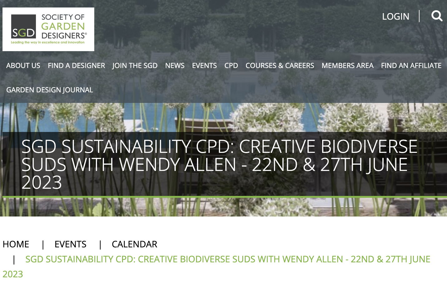 SGD Sustainability CPD: Creative Biodiverse SuDS with Wendy Allen